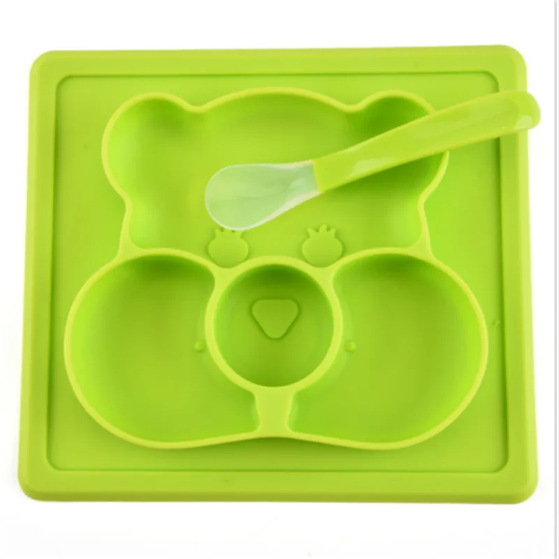 3Colors Cute Bowl Silicone Mat Baby Kids Child Suction Table Food Tray Placemat Plate Hot Sell 3Colors Blue Green And Pink