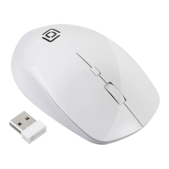 Мышь Oklick 565MW glossy белый оптическая(1600dpi) беспроводная USB(3but