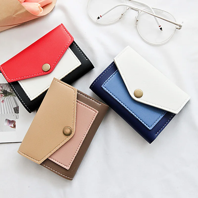 

2017 New Style Korean-style Fashion Women's Wallet Contrast Color Short Purse Versatile Envelope Small Wallet Currently Availabl