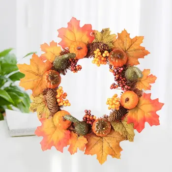 

Thanksgiving Sunflower Wreath Maple Leaf Door Hanging Ornaments Christmas Front 67JB