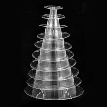 

10 Tiers Transparent Macaron Tower Wedding Decor Display Reusable Cake Stand Shelf Party Rack Birthday Round PVC Stackable