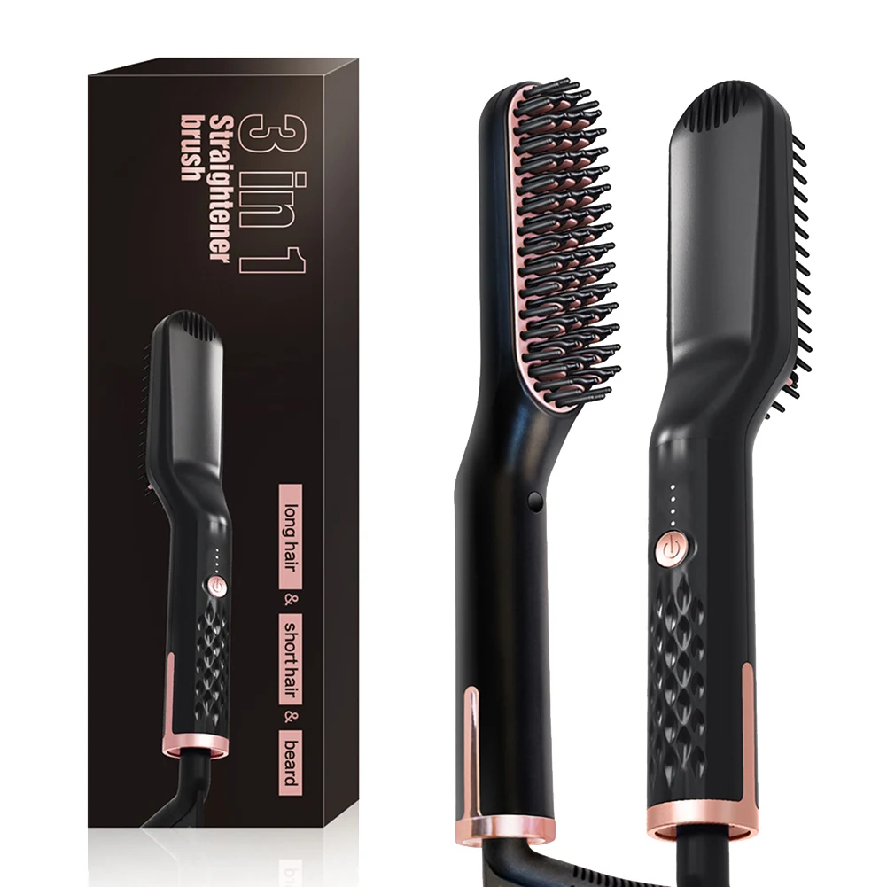 

Dropshipping New Hair Straightening Brush Beard Straightener Brush 3-in-1 Ionic Straightening Comb for Men Women SMJ