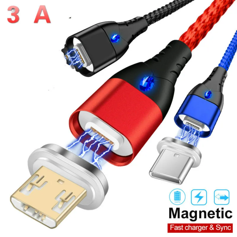Магнитный Micro USB кабель для iPhone samsung type-c быстрая зарядная зарядка магнит Зарядное устройство USB type C кабели для мобильных телефонов
