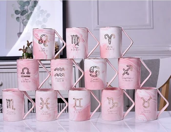 

Creativity Marble 12 Constellation Ceramic Coffee Cup And Saucer Set Milk Tea Mugs Birthday Couples Cup With Spoon and lid Gift