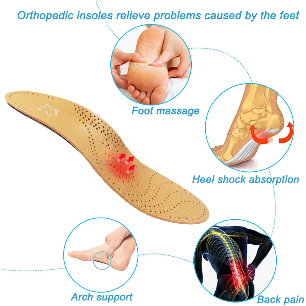 Ортопедические стельки из кожи премиум-класса для обуви с плоской подошвой, ортопедическая прокладка для коррекции здоровья ног