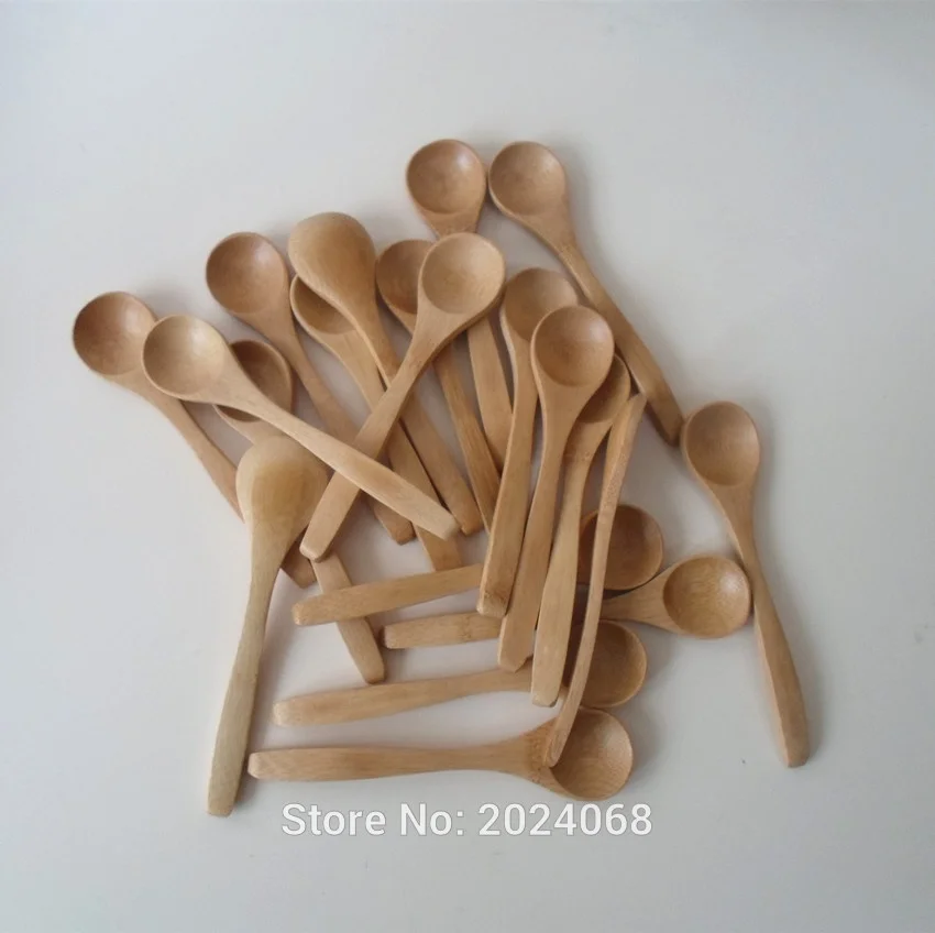 10 unids/set 5,1 pulgadas cuchara de madera vajilla ecológica de bambú cuchara de café Té de Miel cuchara agitador de TSH tienda