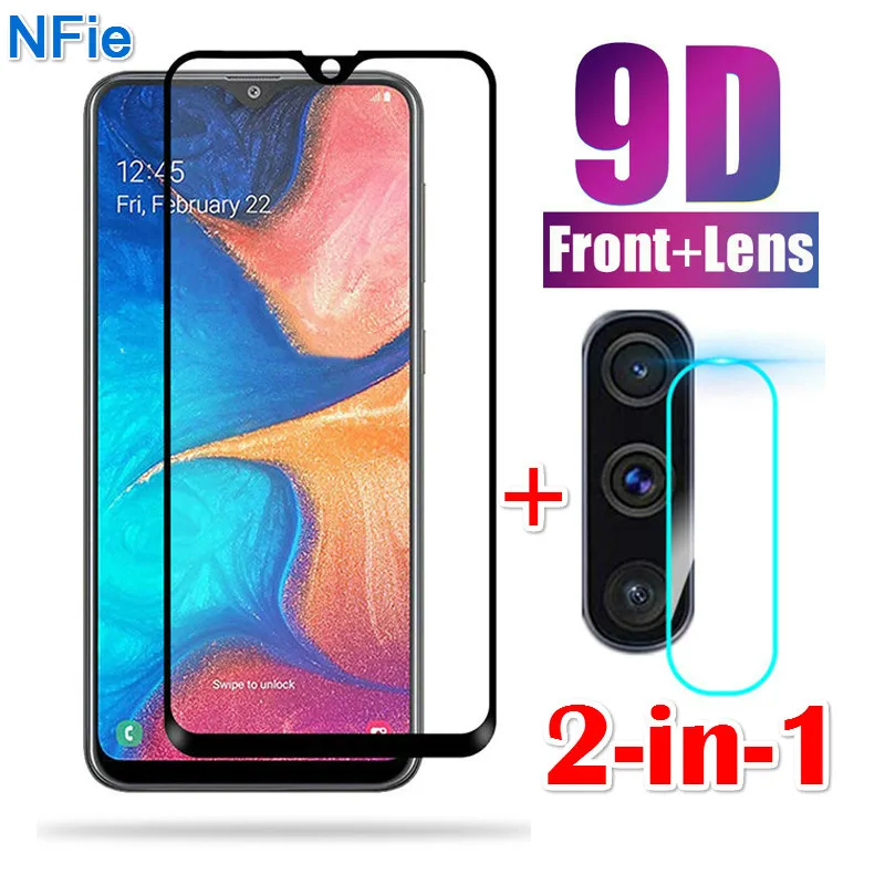 

2 in 1 Front Tempered Glass For Samsung Galaxy A70 A20 A30 A40 A50 A80 A40 J4 J6 Plus A7 2018 M30 M20 Back Lens Glass Protector