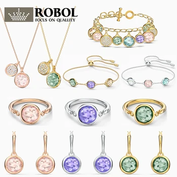 

High quality original swa candy color series bracelet necklace earrings ring fashion set luxury ladies jewelry gifts