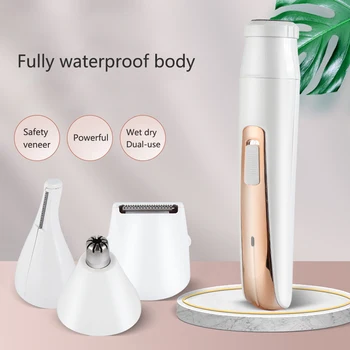 

4 In 1 Women Epilator Multi-Functional Facial Body Electric Hair Removal Shaving Machine Eyebrow Nose Electric Razor Chargable