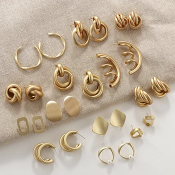 

AMORCOME Punk Style Fashion Gold Color Metal Drop Earrings for Women 2020 New Twisted Knot Earrings Party Jewelry Pendenties