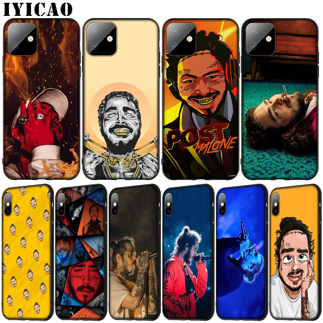Мягкий силиконовый чехол Post Malone для iPhone 11 Pro XR X XS Max 6 6S 7 8 Plus 5 5S SE черный телефона |