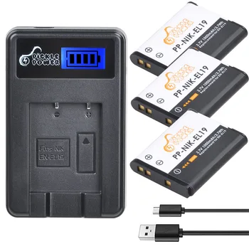 

3Pcs EN EL19 ENEL19 EN-EL19 Battery &LCD Charger for Nikon Coolpix S32 S33 S100 S2500 S2750 S3100 S3200 S3300 S3400 S3500 S4100