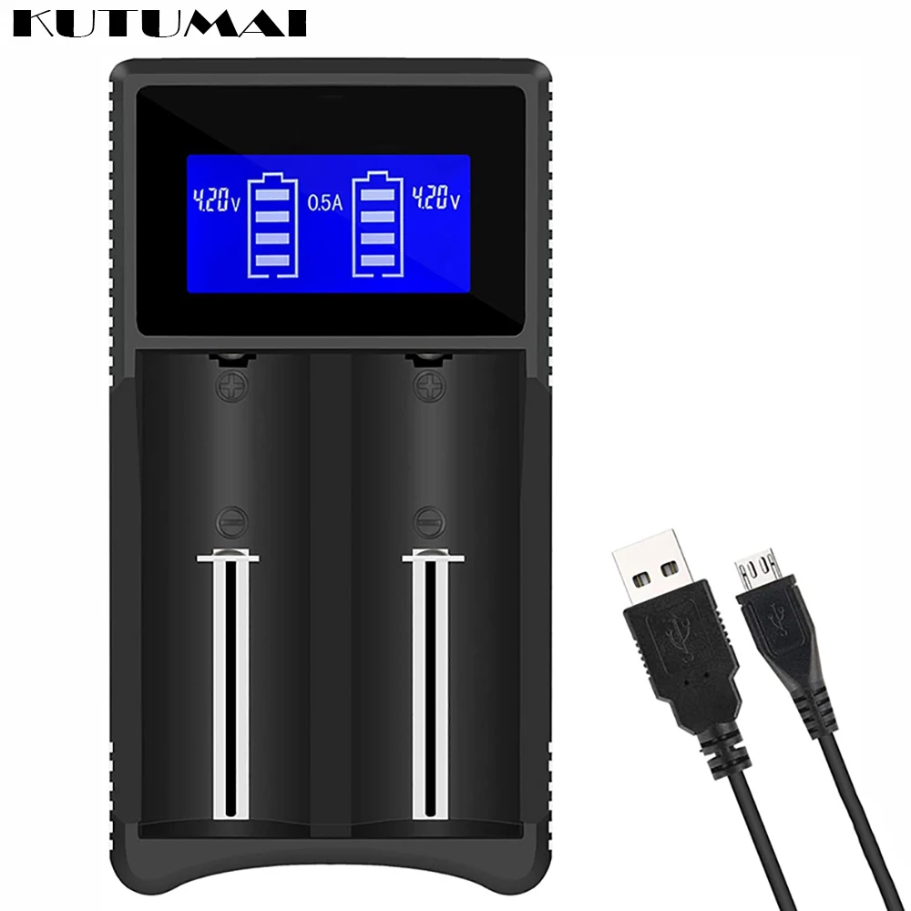 

18650 2Slots LCD Display Smart Charger for Ni-MH/Ni-Cd A AA AAA Battery charger Li-ion batteries 26650 18490 18350 17670 17500