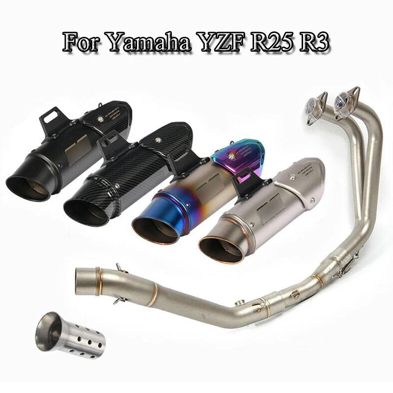 

Motorcycle Complete Exhaust Pipe Exhaust Tips Muffler Connect Front Mid Link Tube Pipe Slip On For Yamaha YZF R3 R25 Escape