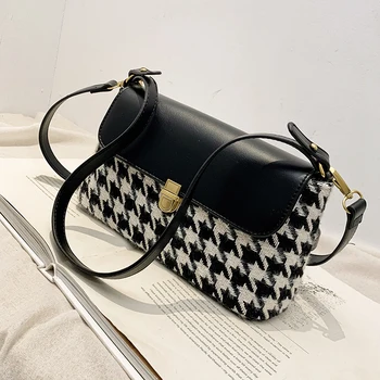 

Niche Design Autumn/Winter Dual-use Women's Bag 2020 New Fashion Crossbody Bag Houndstooth Shoulder Underarm Bag Width: 27cm