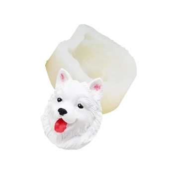 

3D DIY Silicone Mold Samoyed Dog Christmas Decor Plaster Clay Cake Molds Cupcake Fondant Chocolate Moulds Cake Decorating Tool