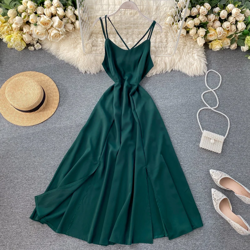 Boho 2021 V образным вырезом сексуальное Разделение летнее платье миди длинное на