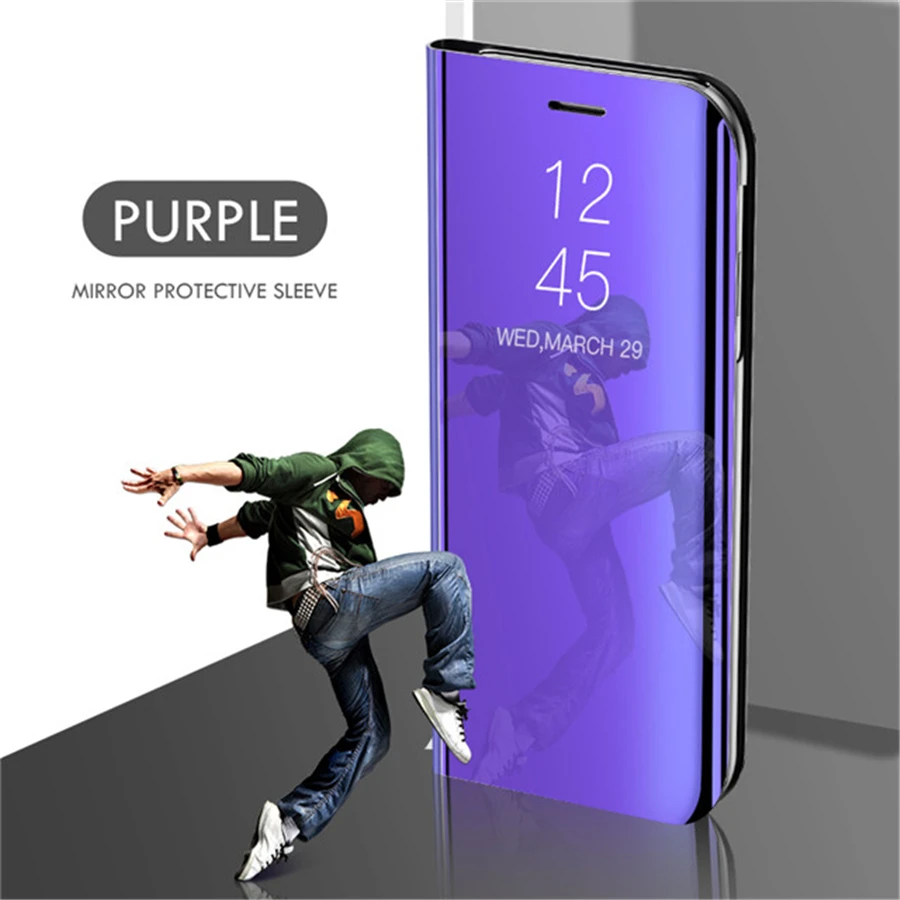 Purple Умный зеркальный чехол для телефона для samsung Galaxy S10 S8 S9 плюс A50 A40 A30 A20 A70 A20s A30s A50s M20 M30 M30s M40 S6 S7 края крышки - Цвет: Purple