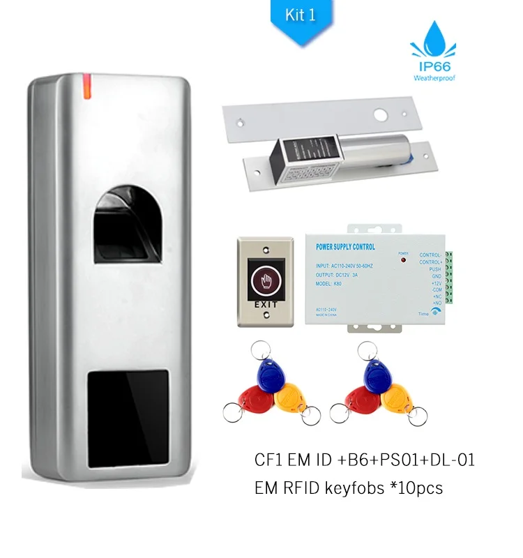 kit 1 IP66 Waterproof 3000 users Fingerprint Access Control System