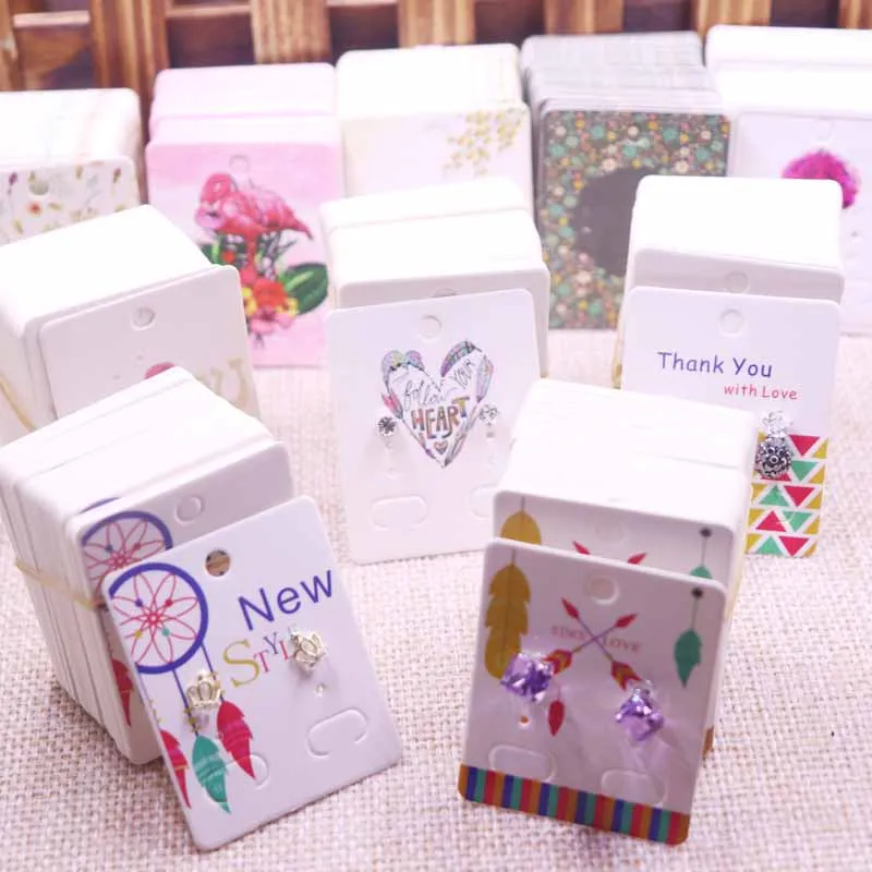 Multi style Jewelry Packaging Cards Tags Paper Earring Accessories Jewelry  Display Cards Labels 200pcs Cards + 200pcs Opp Bags