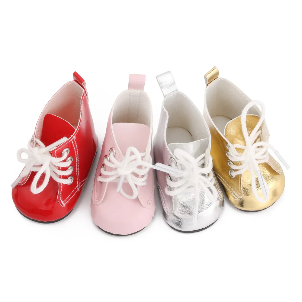 1 пара Милых Мини-туфель для 18 дюймов; модная кукольная обувь из искусственной кожи на шнуровке; обувь ручной работы; подарки для детей; игрушки; аксессуары для кукол