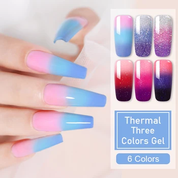 

MAD DOLL 8ml Thermal Glitter Gel Soak Off UV Gel Polish Temperature Color Changing Sequins Soak Off UV Gel Varnish Nail Art