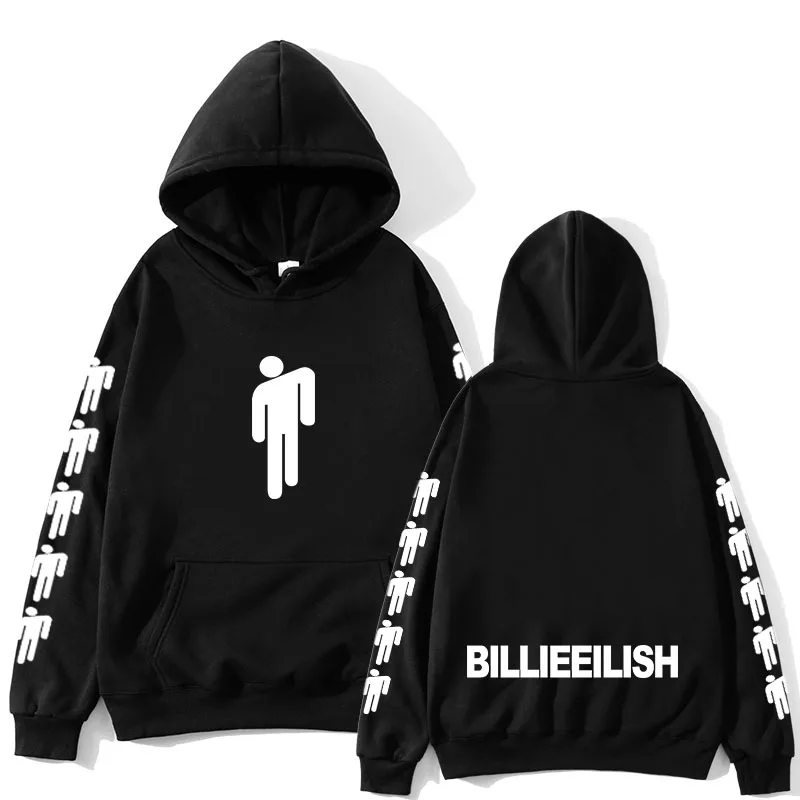 Новая популярная толстовка с капюшоном Billie Eilish Mannen Zwarte Katoenen, толстовка с капюшоном Paar Billie Eilish, теплая толстовка с капюшоном для дома/manne - Цвет: black