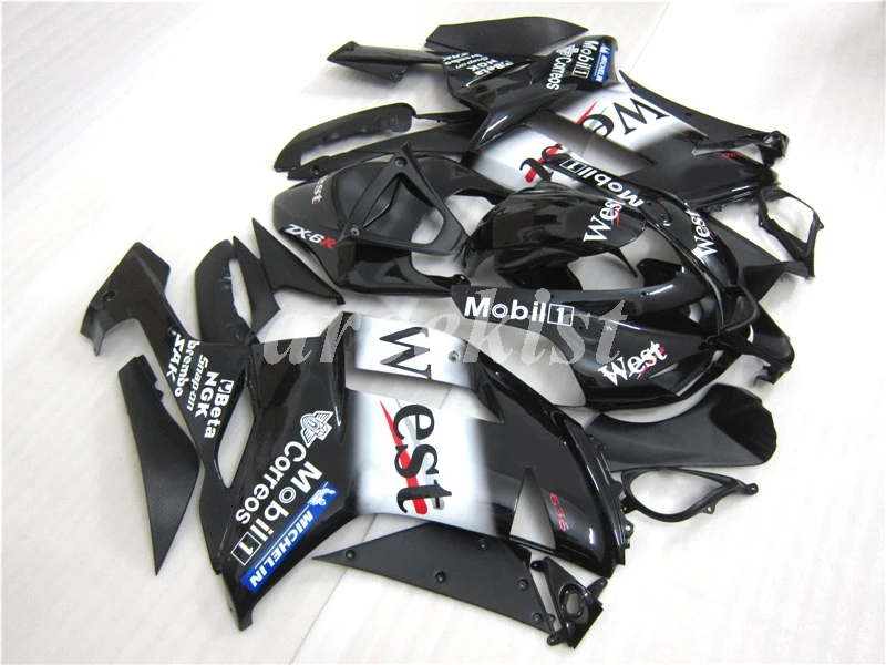 ABS мотоцикл Обтекатели наборы Подходит для Kawasaki Ninja ZX-6R ZX6R 2007 2008 07 08 636 Пользовательские черный и белый West