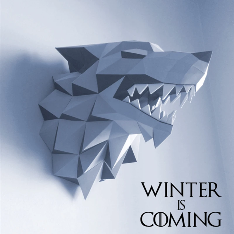 37cm House Stark Winterfell Direwolf Head Paper Folding Model Toy Puzzle Winter Is Coming Waterproof Photo School Training | Игрушки и