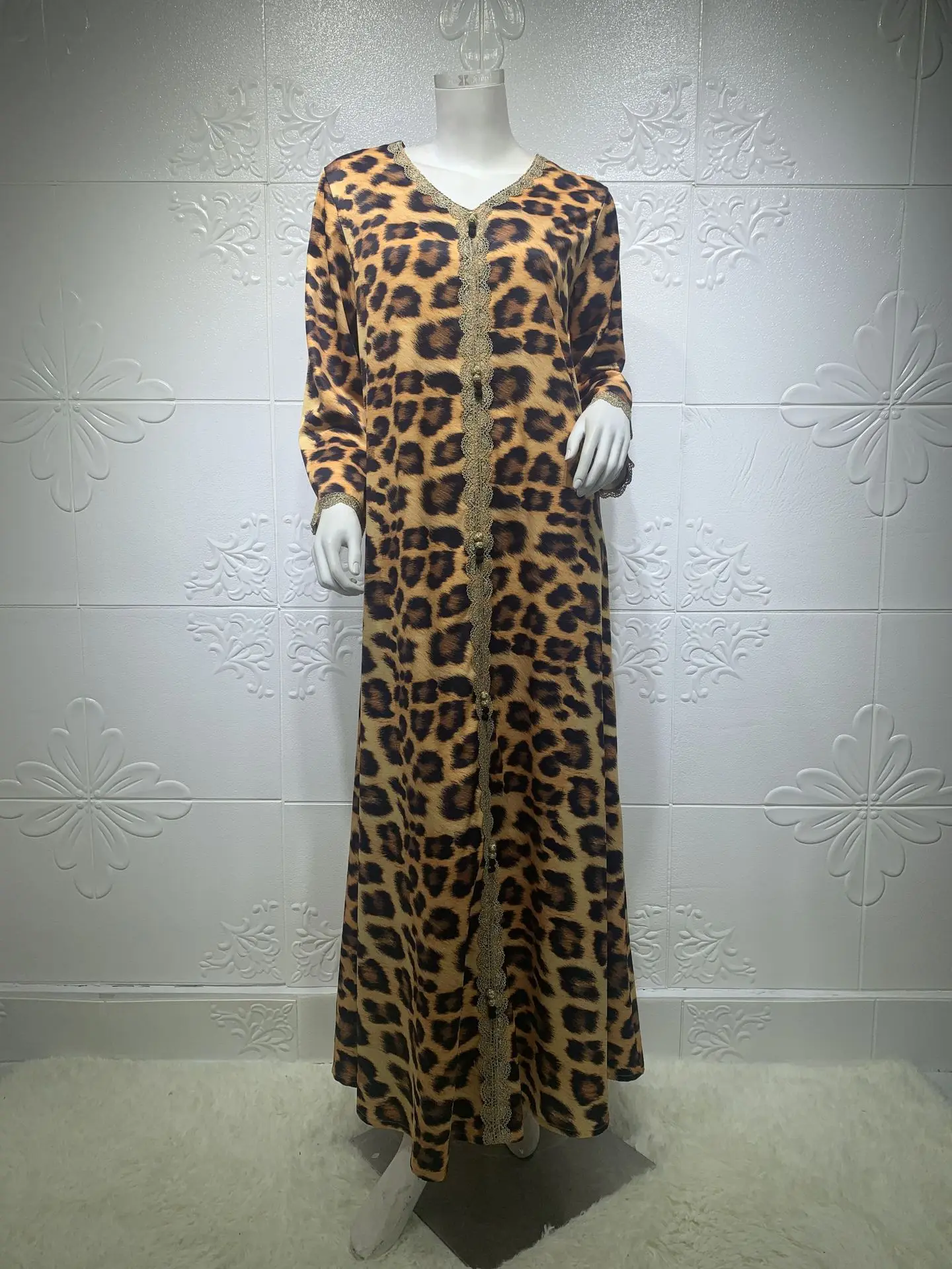 Ramadan Turkey India women Muslim Dress Abaya Dubai Arabic Leopard Print Vestidos Morocco Kaftan Islamic Clothing