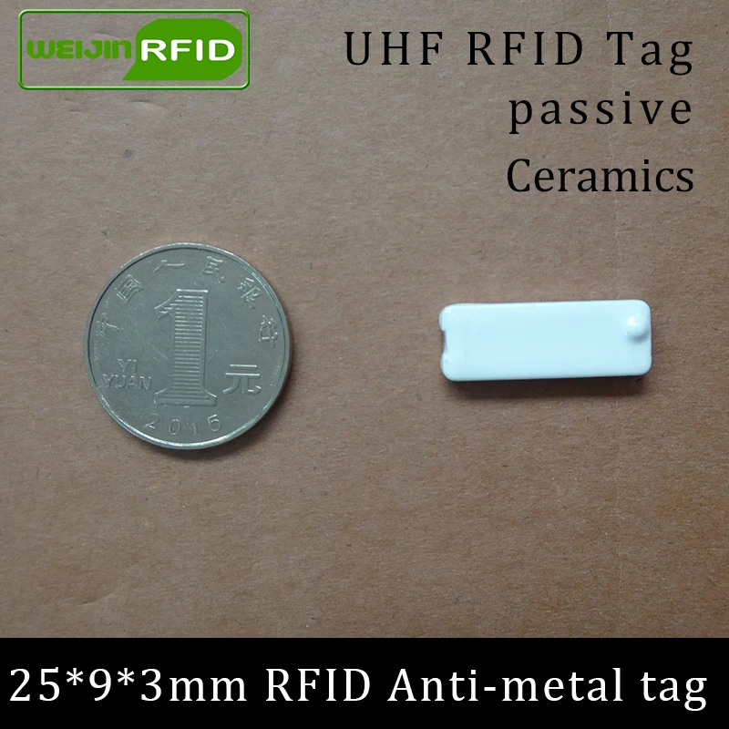 

UHF RFID anti metal tag 915mhz 868mhz Alien Higgs3 EPCC1G2 6C carrier 25*9*3mm rectangle Ceramics smart card passive RFID tags