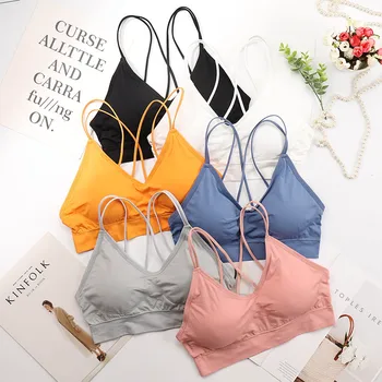 

Women's Solid Color Vest Sexy Back Cross Camisole Bottoming Tube Top Underwear Wrapped Chest Yoga Running Sports Underwear