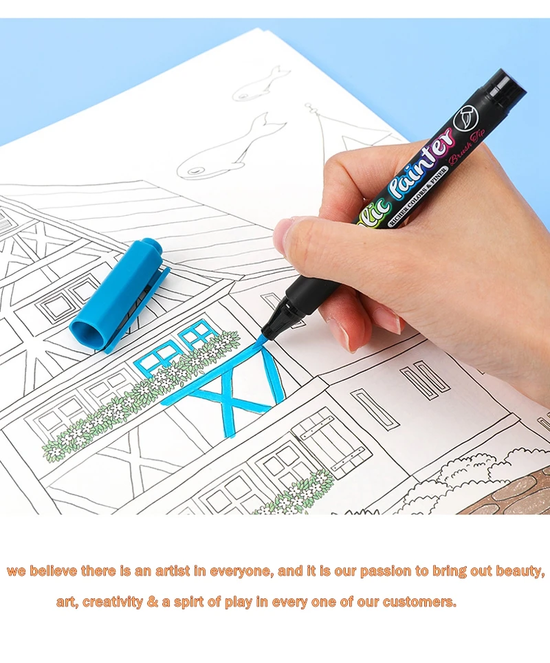 36 Colors Acrylic Paint Pens Acrylic Brush Marker Pens for Rock Painting, Stone, Ceramic, Glass, Wood, Canvas ,DIY Card Making.