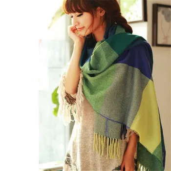 

2020 Hot sale plaid cashmere women scarf winter warm shawl and wraps bandana pashmina soft long tassel female foulard bufandas