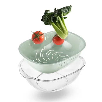 

Multi-function Double-layer Separation Design Basket PP Vegetable Drain Basket Kitchen Basket Household Wash Basin