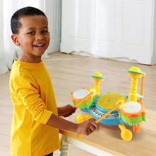 Цена пластиковая музыкальная обучающая электрическая игрушка детский барабанный набор