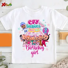Camiseta de cumpleaños para niña, camisas Cry Baby, ropa de verano para niño, nombre personalizado, camiseta para bebé, ropa para niña