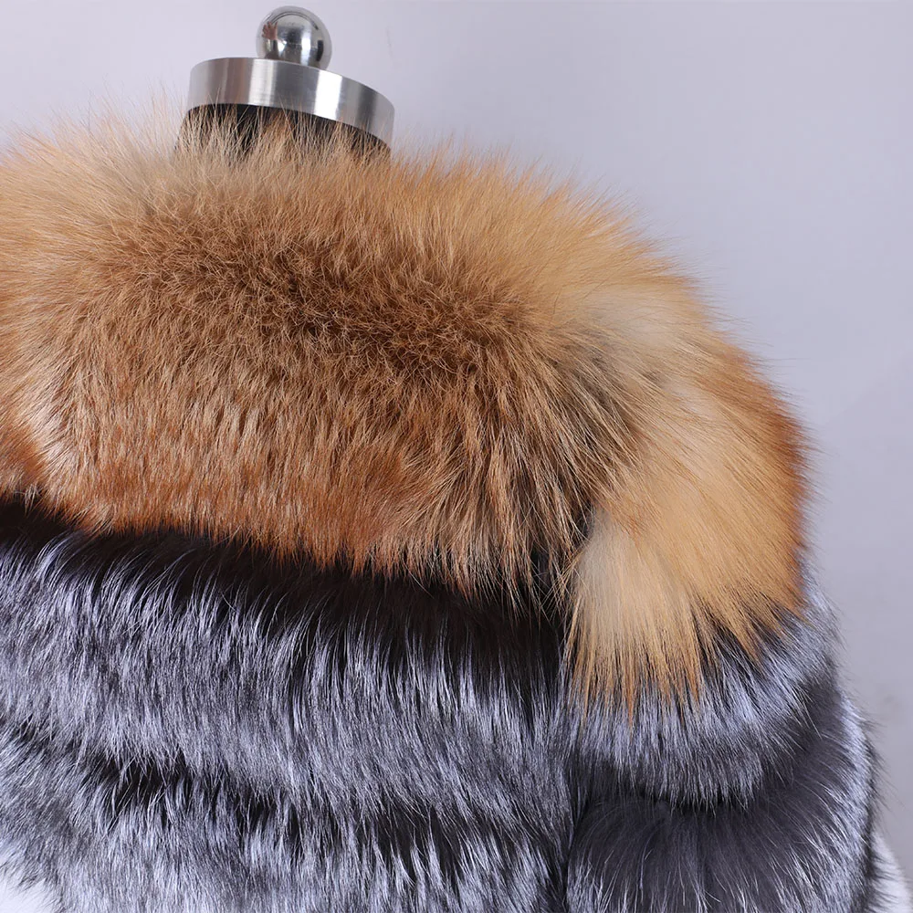 Best 2019 thick outerwear 100% natural fur jacket long female winter warm leather fox fur coat high quality fur vest real fur coat 2