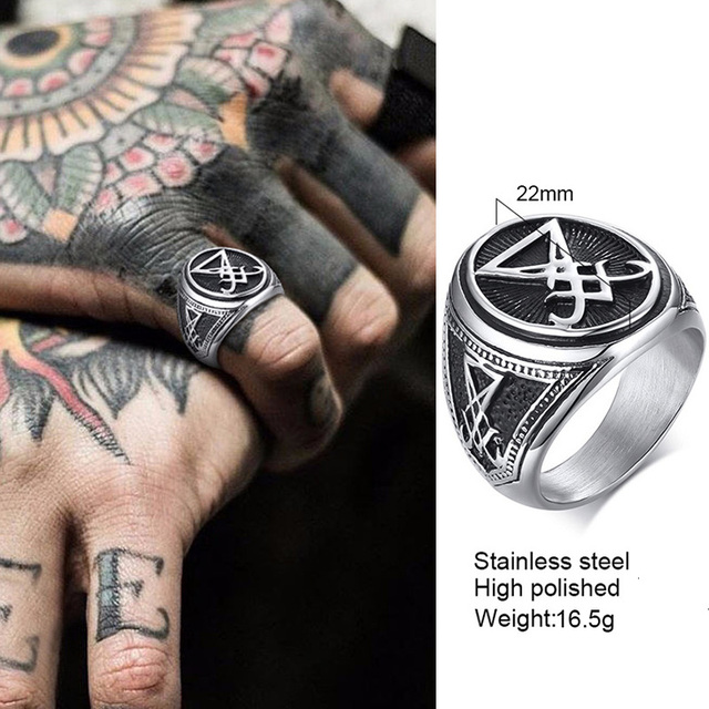 Steel Celtic Triple Knot Rune Signet Ring Men Viking Jewelry