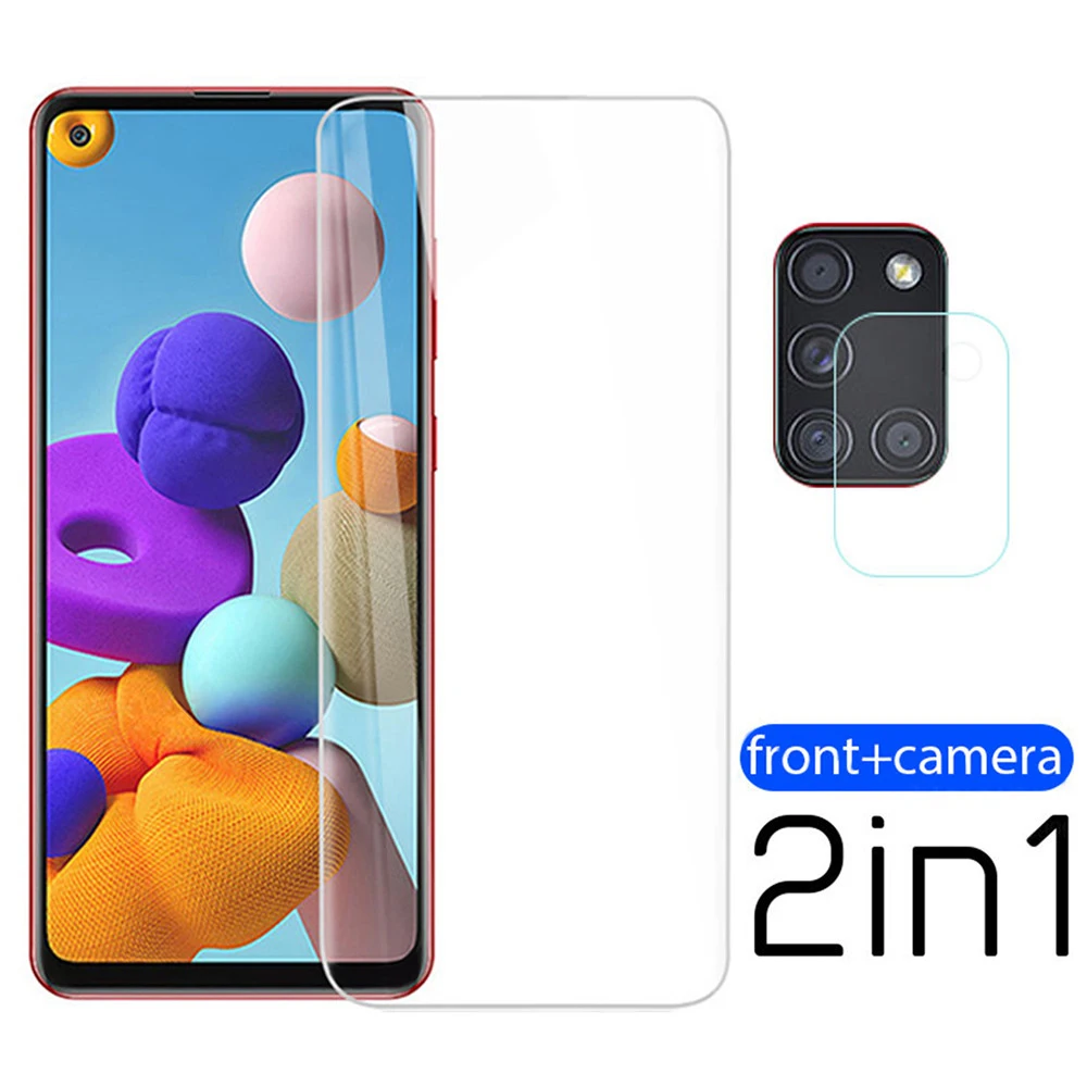 2 In1 премиум класса закаленное стекло для Samsung Galaxy A21s A51 A50 M21 M31 A20e A10 A71 камеры