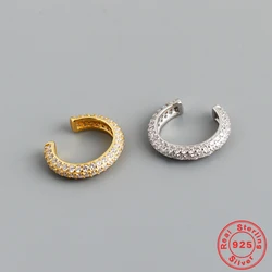 1 PCS 925 Sterling Silver Inlaid Full Zircon Clip Earrings Women European and American Punk Earcuff Without Piercing Jewelry