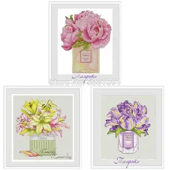 

Perfume bottle flower patterns Counted Cross Stitch 11CT 14CT 18CT DIY Cross Stitch Kits Embroidery Needlework Sets home decor