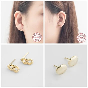 

925 Sterling Silver Earring Minimalist Bling CZ Piercing Stud Earrings for Woman Lovers' Couples Fine Earring Pendientes Jewelry