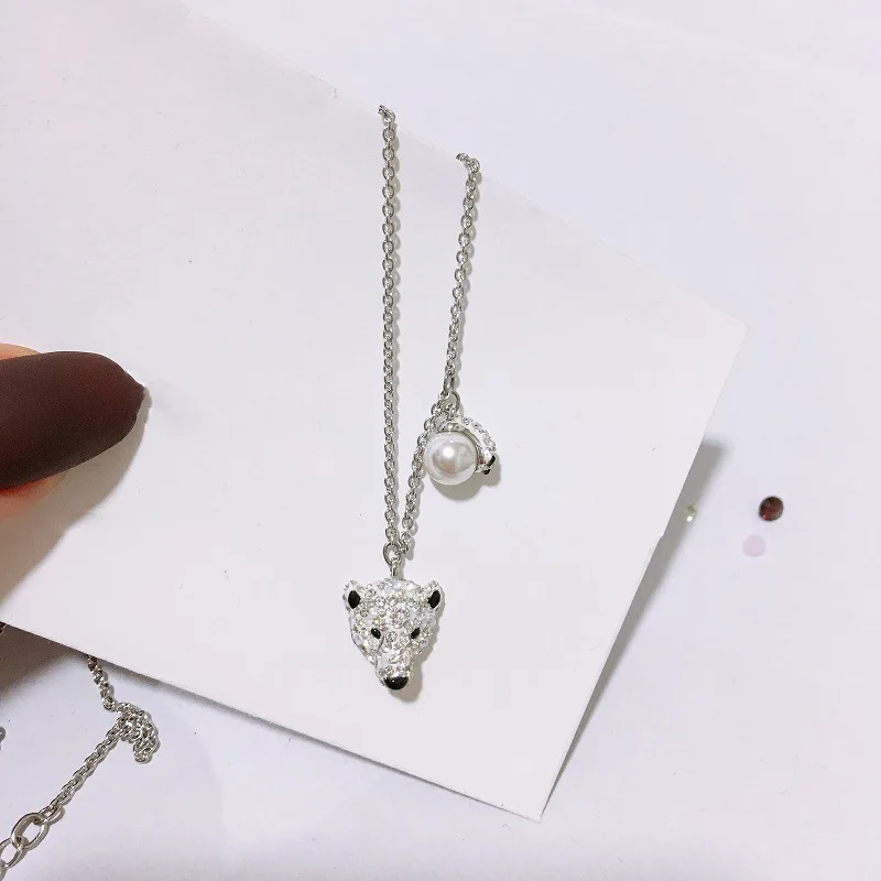 Высокое качество SWA. { тип} цепочка в виде ключицы Кристальное белое милое ожерелье с полярным медведем