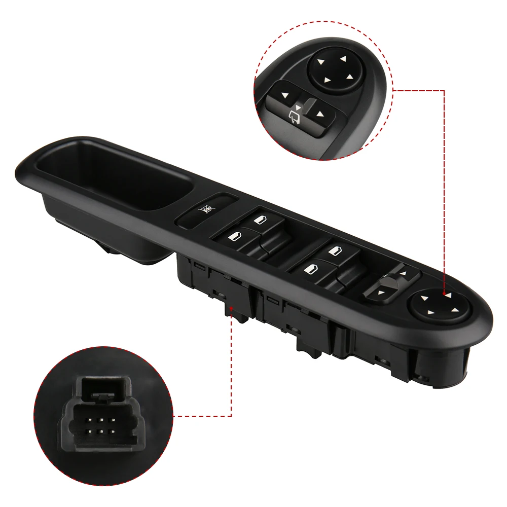 Power Window Switch Power Window Master Switch 6554.ER Fits for Peugeot 407 6D2004-2014 Peugeot 407 6C 2005-2014 Peugeot 407 6E2004-2014