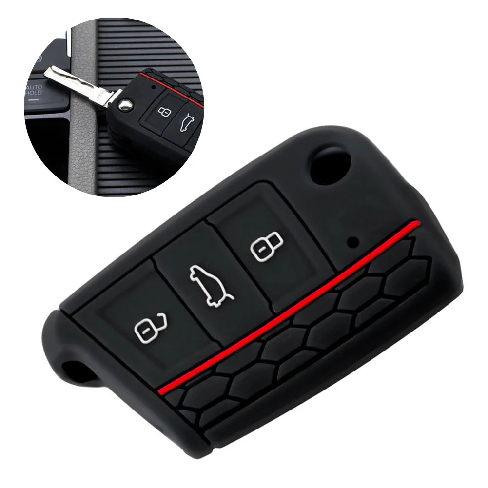 

Durable Silicone Car Key Cover Case Flip Key Cap Remote Control for Volkswagen Golf 7