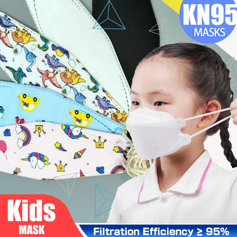 Fit 3-11 años 10 unids/caja paquete Individual de los niños KN95 filtro FFP2 los niños máscara de niño a prueba de niños niña máscara