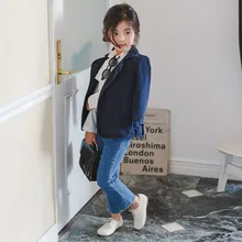 Джинсы для девочек, осень, стиль, корейский стиль, узкие прямые джинсы для больших мальчиков(укороченные штаны), укороченные штаны