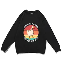 Mess with The Honk You Get The Bonk Sweatshirt Funny Duck Print Pullover Men Women Cute Kawaii Sweatshirts Mens Loose Streetwear