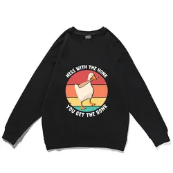 Sudadera con capucha "Mess with The Honk You Get The Bonk" para hombre y mujer, jersey con estampado de pato, sudaderas Kawaii para hombre y mujer, ropa informal suelta